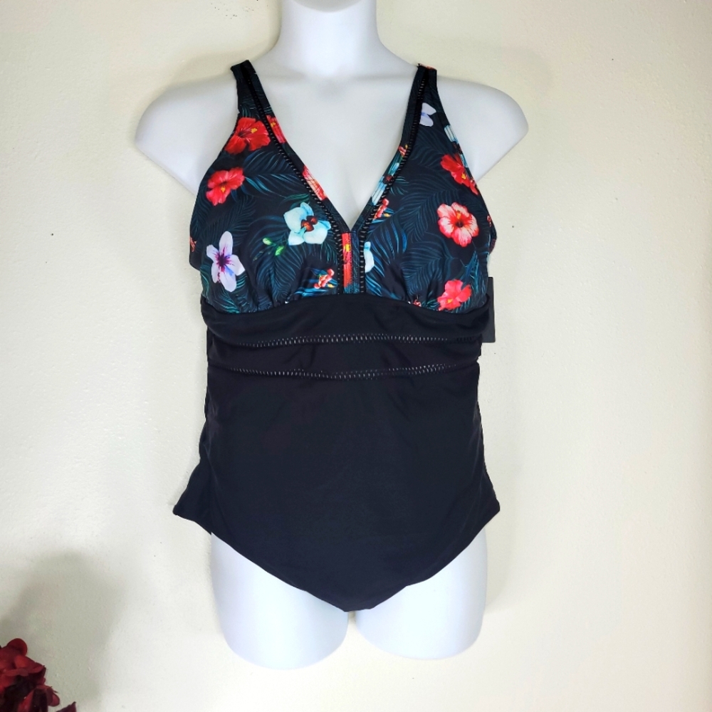🤑 4for$20 Closet Blowout!  DACI Floral Black One Piece Swimsuit